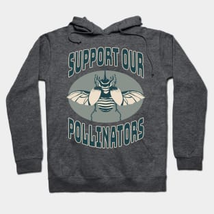 Support Our Pollinators Horned Rhinoceros Beetle Hoodie